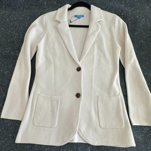 Knit Blazer w/Tortoise Shell Buttons - Women's Medium - Ivory